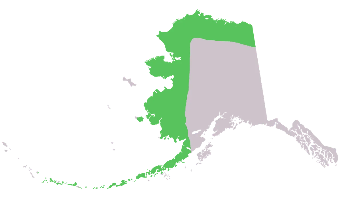 Map of arctic fox range across Alaska