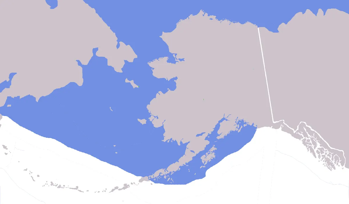 Map of Alaska highlighting coastal waters used by beluga whale stocks
